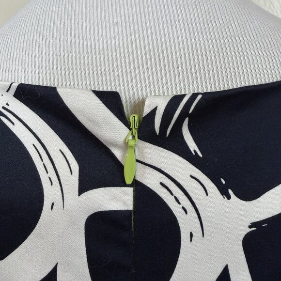 Avenue Navy Blue White Size 16 A Line Dress Office Career Wedding Guest - Picture 5 of 11